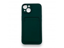Чехол iPhone 14 силикон Card Case с Карманом для карты Темно-Зеленый
