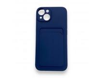 Чехол iPhone 14 силикон Card Case с Карманом для карты Темно-Синий