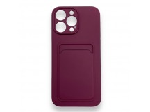 Чехол iPhone 14 Pro силикон Card Case с Карманом для карты Бордовый