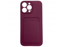 Чехол iPhone 14 Pro силикон Card Case с Карманом для карты Бордовый
