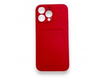 Чехол iPhone 14 Pro силикон Card Case с Карманом для карты Красный