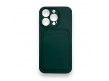 Чехол iPhone 14 Pro силикон Card Case с Карманом для карты Темно-Зеленый