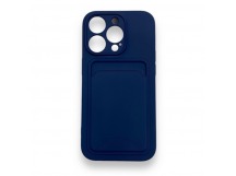 Чехол iPhone 14 Pro силикон Card Case с Карманом для карты Темно-Синий