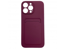 Чехол iPhone 14 Pro Max силикон Card Case с Карманом для карты Бордовый