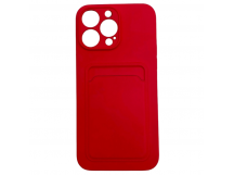 Чехол iPhone 14 Pro Max силикон Card Case с Карманом для карты Красный