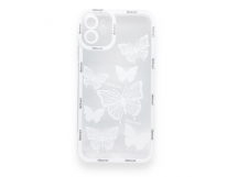 Чехол iPhone 11 (Full Camera/Бабочки Белый) Силикон Прозрачный 1.5mm