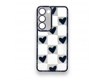 Чехол Samsung S23+ 5G (2023) (Full Camera/Сердце Черный) Силикон Прозрачный 1.5mm