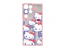 Чехол Samsung S23 Ultra 5G (2023) (Full Camera/Pink Cats) Силикон Прозрачный 1.5mm