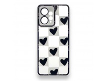 Чехол Xiaomi Redmi Note 12 (2023) (Full Camera/Сердце Черный) Силикон Прозрачный 1.5mm