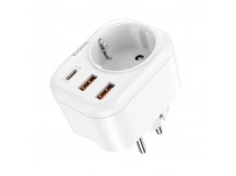 Сетевой фильтр HOCO NS3 (1 гнездо +2xUSB QC3.0, 3A, 18W, 1xType-C PD20W) (белый) 