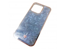 Чехол силикон-пластик iPhone 14 цветной гранит голубой