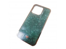 Чехол силикон-пластик iPhone 14 цветной гранит зеленый