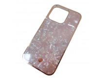 Чехол силикон-пластик iPhone 14 цветной гранит розовый