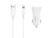 Автомобильное ЗУ DENMEN DZ06L + кабель Lightning (2USB/3.1A) белое