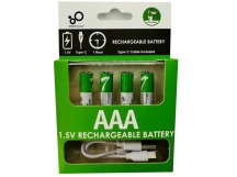 Аккумуляторные батарейки "AAA" Smartools 400 mAh (1.5V, 4 шт. в блистере, перезаряжаемые от Type-C)