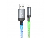 Кабель USB - Apple lightning Hoco U112 1м, светящийся, серый