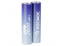 Аккумулятор КОСМОС 18650 Li-ion2600 mAh без защиты, 2 шт шринк (2/200)