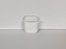 Чехол для Airpods 1/2 Silicone case, с карабином, белый