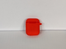 Чехол для Airpods 1/2 Silicone case, с карабином, красный
