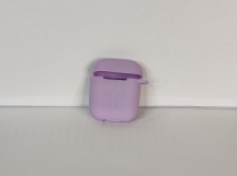 Чехол для Airpods 1/2 Silicone case, с карабином, светло-фиолетовый