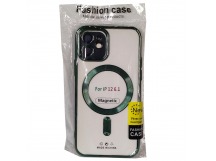 Чехол для iPhone 12 Magsafe прозрачный с защитой камеры, зеленый