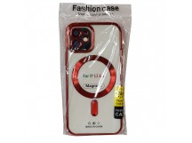 Чехол для iPhone 12 Magsafe прозрачный с защитой камеры, красный