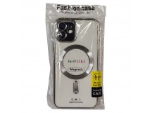 Чехол для iPhone 12 Magsafe прозрачный с защитой камеры, серебристый