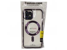 Чехол для iPhone 12 Magsafe прозрачный с защитой камеры, фиолетовый