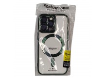 Чехол для iPhone 13 Pro Max Magsafe прозрачный с защитой камеры, зеленый