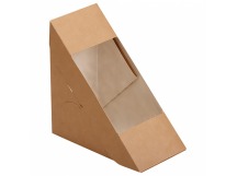 Коробка под сэндвич бумаж 130*130*60мм треуг/крафт склад ламин с окном OSQ SANDWICH 60 1/50/600шт