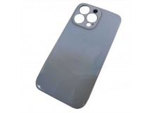 Чехол силикон-пластик iPhone 13 Pro Max глянец с логотипом голубой