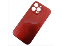 Чехол силиконовый iPhone 13 Pro Max Fashion с блестками и защитой камеры красный
