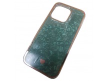 Чехол силикон-пластик iPhone 14 Pro цветной гранит зеленый