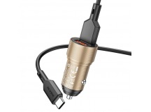 АЗУ с выходом USB Borofone BZ19B Wisdom (36W/QC3.0/кабель Type-C) золотистое