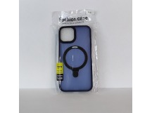 Чехол для iPhone 14 Magsafe/подставка темно-прозрачный синий