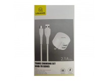 Сетевое ЗУ USAMS TU Series + кабель Type-C (2USB/2.1A) белое (Китайская вилка)