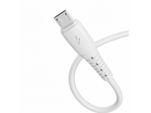USB кабель для зарядки micro USB 1м, 2,4A, силикон, белый GP07M "GoPower"