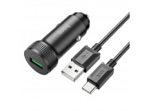АЗУ с выходом USB Hoco Z49A (18W/QC3.0/кабель Type-C) черное