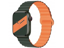 Ремешок - ApW32 Apple Watch 38/40/41мм силикон на магните (dark green/orange) (218892)