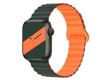 Ремешок - ApW32 Apple Watch 42/44/45/49 мм силикон на магните (dark green/orange) (218884)