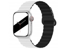 Ремешок - ApW32 Apple Watch 42/44/45/49 мм силикон на магните (white/black) (218881)