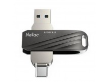 Флэш накопитель USB 64 Гб Netac US11 Dual (USB 3.0+ Type C) (black/silver) (219894)