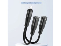 Аудиосоединитель/переходник XO NB181B (lightning-3,5мм+lightning) черный