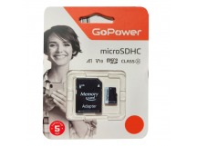 Карта памяти MicroSD 32GB GoPower Class10 60 МБ/сек V10 с адаптером