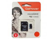 Карта памяти MicroSD 64GB GoPower Class10 70 МБ/сек V30 с адаптером