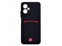 Чехол силиконовый Xiaomi Redmi Note 12 матовый цветной с визитницей черный