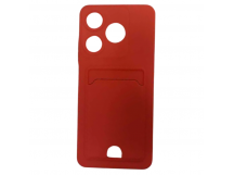 Чехол силиконовый Tecno Spark 10 матовый цветной с визитницей красный