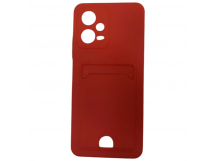 Чехол силиконовый Xiaomi POCO X5 матовый цветной с визитницей красный