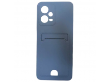 Чехол силиконовый Xiaomi POCO X5 матовый цветной с визитницей серый