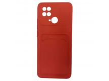 Чехол силиконовый Xiaomi Redmi 10C матовый цветной с визитницей красный